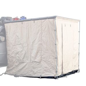 Chão impermeável em PVC preto para toldo Front Runner 2.5M instalado em acampamento