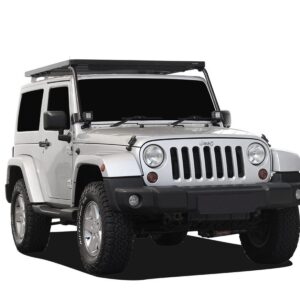 Grade de tejadilho plataforma Front Runner Slimline II instalada num Jeep Wrangler JK 2 portas