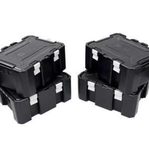 Conjunto de quatro caixas de arrumação Wolf Pack Pro Front Runner em plástico preto